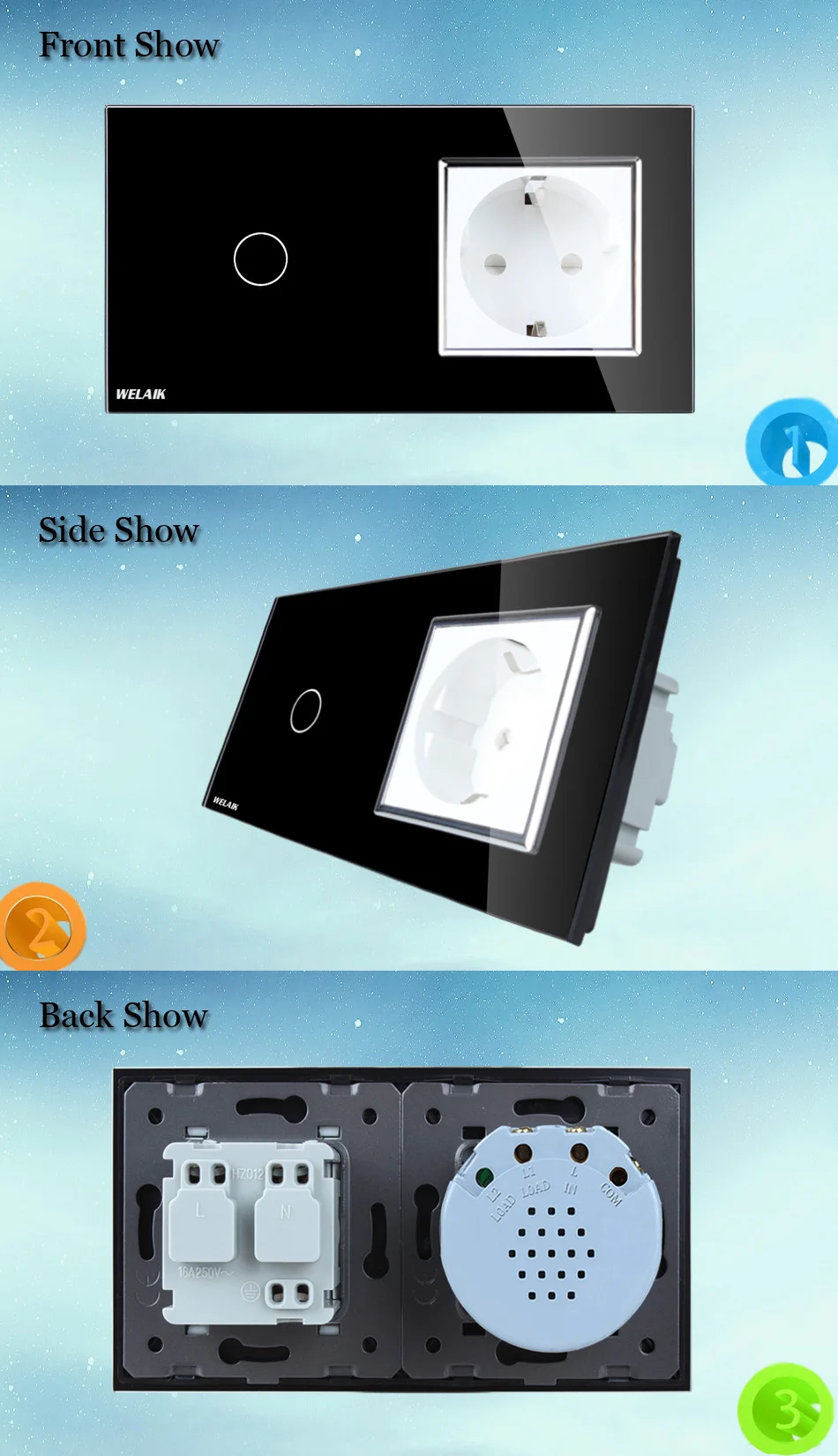 WELAIK Marca 2 Quadro Tela de Cristal