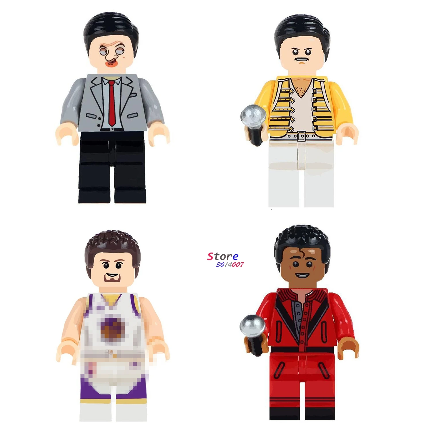 

50pcs Mr. Bean Freddie Mercury Singer Basketball Michael Jackson Stephen Curry building block bricks for kits children toys