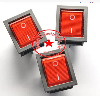 

10pcs/lot 6 Pin 16A 250V Red Button with Light Rocker Switch KCD4-202 KCD2 On - Off Rocker Power Switches