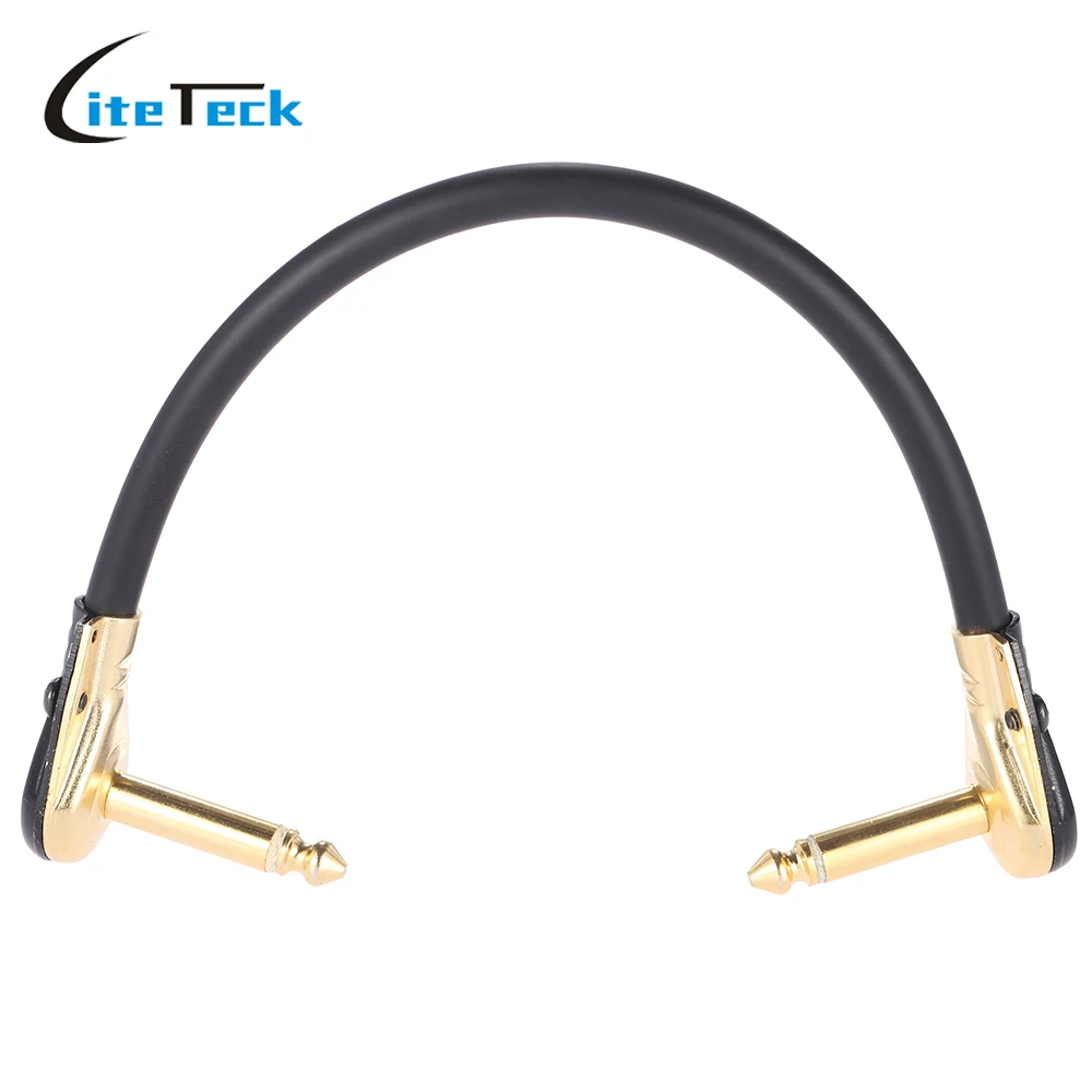 

Hight-quality ammoon AC-20 15cm / 0.5 Feet Guitar Patch Cable Cord with 1/4 Inch 6.35mm Golden Right Angle Plug PVC for Effect