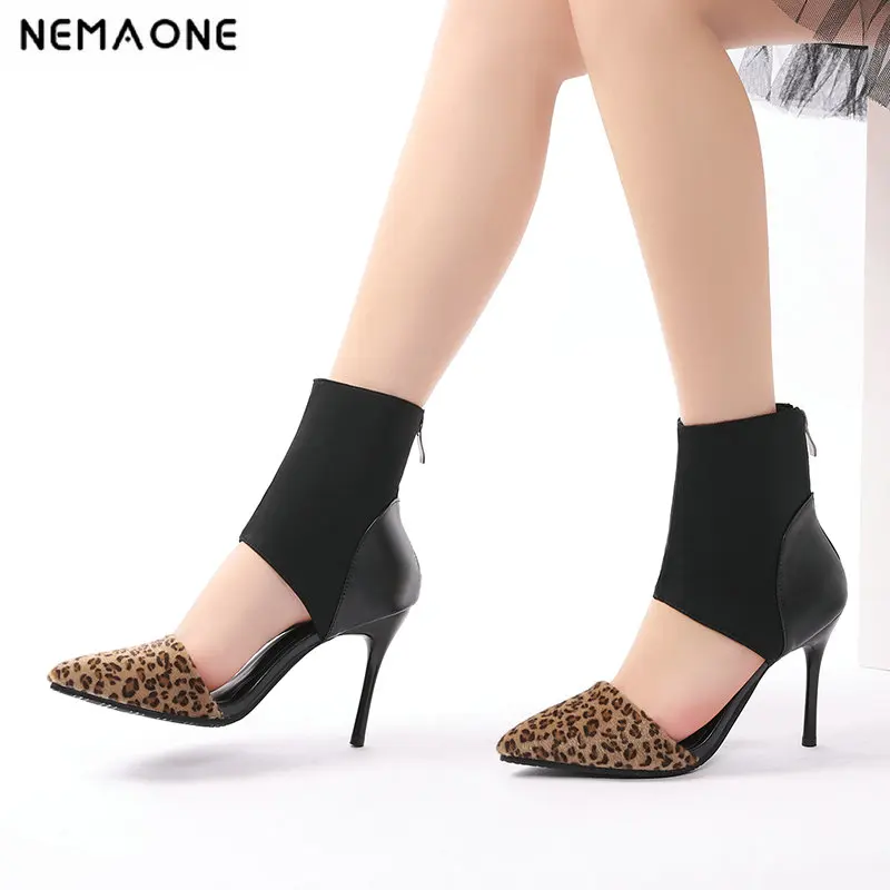 

NEMAONE Leopard Woman Shoes High Heels Dress Shoes Ankle Strap Pumps Women Sexy Heeled Shoes Zapatos Mujer summer