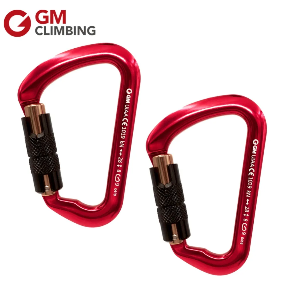 28kN Climbing Carabiner Clip Hook CE / UIAA D Shape Lock Buckle Twist