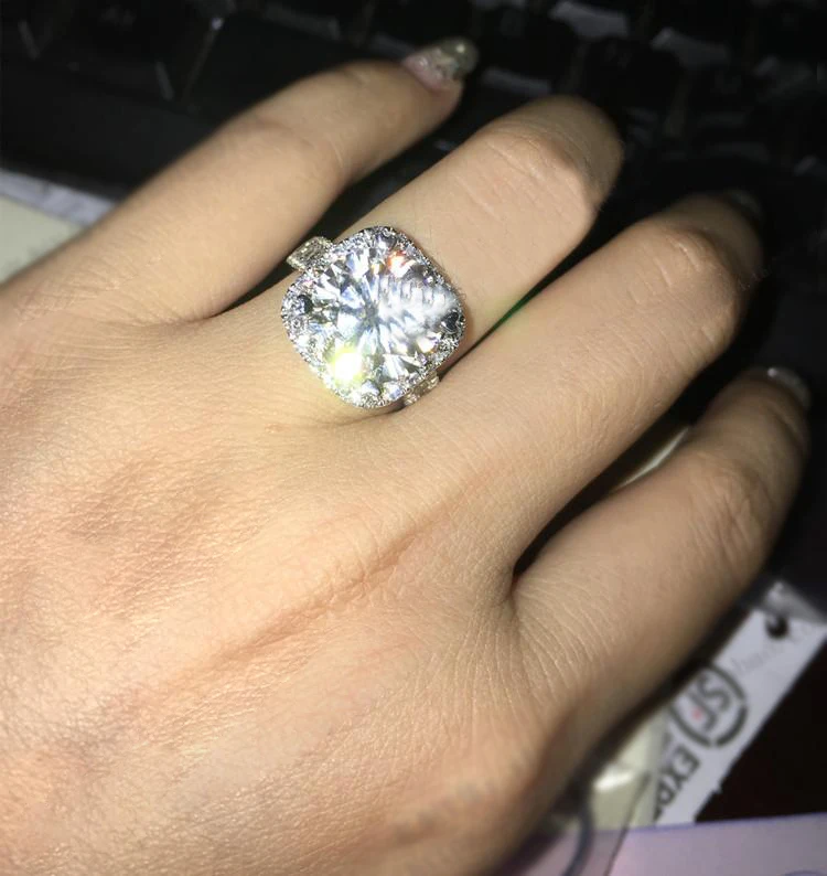 Genuine 14k 585 White Gold 5 Carat Diameter 11mm Lab Grown Genuine 14k 585 White Gold 5 Carat Diameter 11mm Lab Grown Moissanite Diamond Engagement Wedding Ring With Accents For Women In Rings From Jewelry