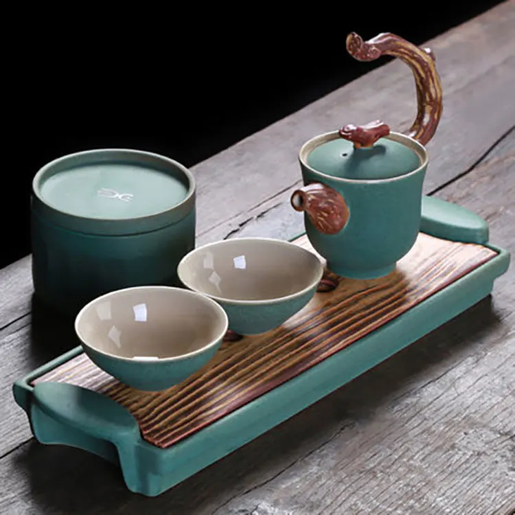Travel tea set five elements tea set Japanese Kung Fu ceramic dry tea