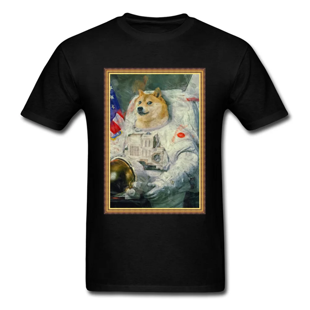 Party Astronaut Doge Men's Top T-shirts On Sale Thanksgiving Day Short Sleeve O Neck Cotton Tops Shirts Design Clothing Shirt Astronaut Doge black