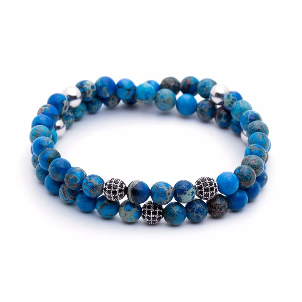 2017 New Fashion Men Double Circle Bead Bracelet For Christmas Zircon