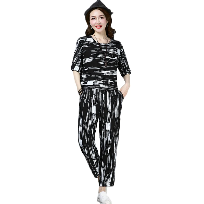 

Fashion wide leg pants sets womens 2018 summer sporting 2 piece suits female cotton linen sportswear sets womens loose tracksuit