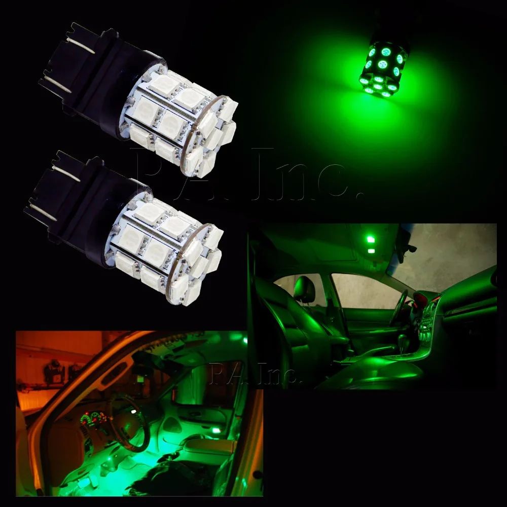 

US Warehouse PA LED 2PCS x 3156 3157 P27/7W T25 GREEN 20SMD Stop Tail Brake Turn LED Car Light Lamp 12V