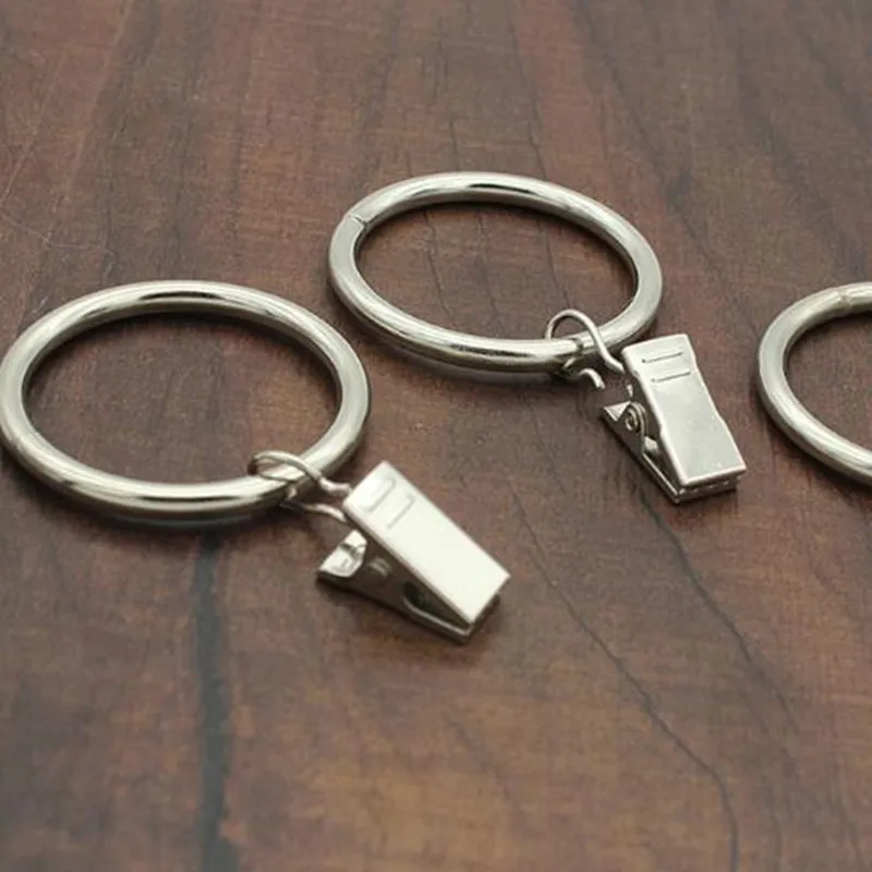 Najtaniej 40 sztuk metalowe pierścienie do zasłon draperia pręt pierścień netto Rail Voile polak z klipsem HYZ9149