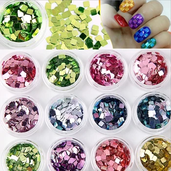 

High Quality 12pcs/set Glitter Rhinestones Crystal Square Sticker Non Hotfix Flatback Nail Rhinestones Gem Nail Art Decorations