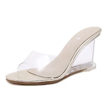 

High Heels Female Summer New Korean Women's Shoes Wedges Slippers Online Transparent Ladies Sandals