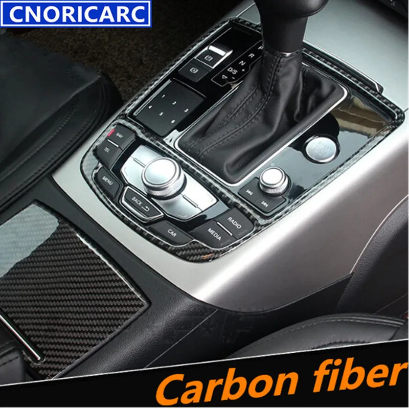 

CNORICARC Carbon Fiber Gear Shift Panel Decoration Frame Auto Accessories Water Cup Cover Trim Strip For Audi A6 C7 2012-16