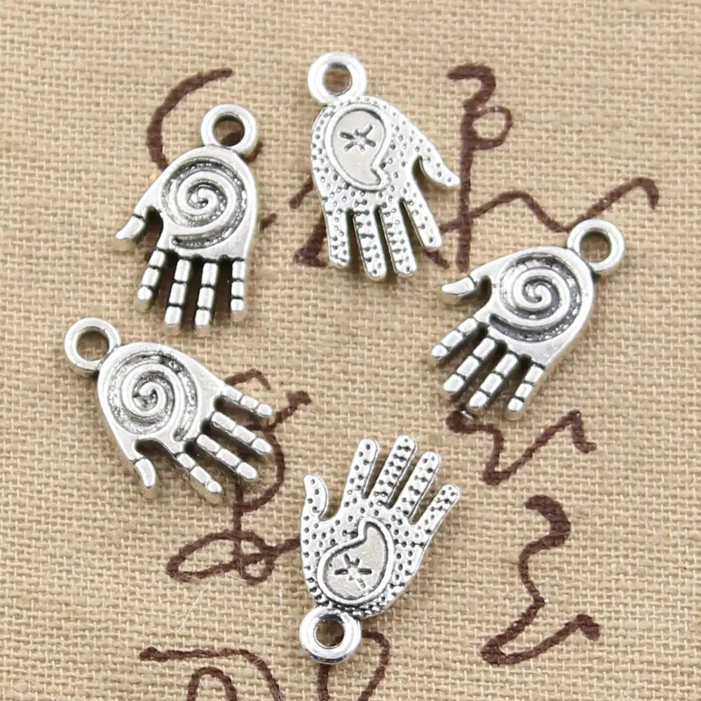 20pcs Charms hamsa palm hand protection 18x10mm Antique Silver Plated