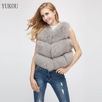 

Natural Real Fox Fur Vest 2019 Winter Fashion Full Pelt Fox Fur Coat Female Real Fur Fox Sleeveless Vest