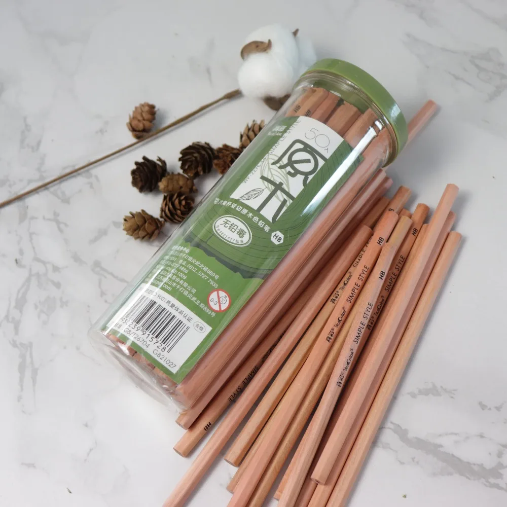 50pcs/lot Eco friendly Natural Wood Pencil HB Black The triangle