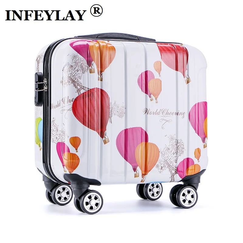 

16 inches girl cartoon students Universal wheel trolley case child Travel luggage rolling suitcase women creative Boarding box