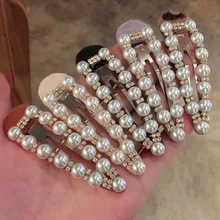 Ретро жемчужные Заколки для женщин заколка с застежкой Металл золото/серебро квадратные капли Форма заколка для волос