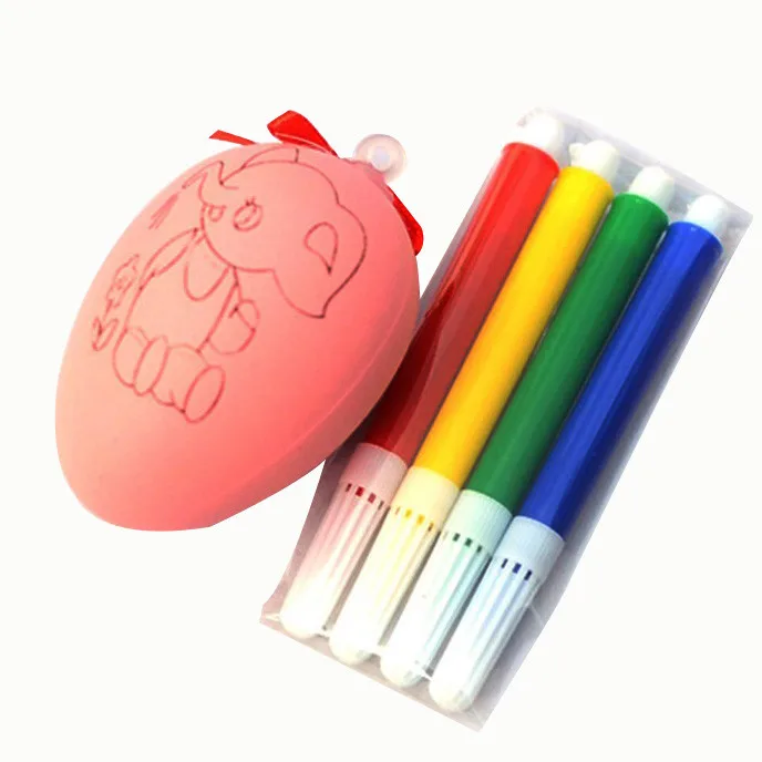 Toy 2018 Squishy Fun Toy Anti Stress Water Color 4 Pens & Egg Kids DIY Painting Color Egg Toy Easter Egg Education Toys