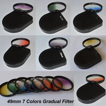

49 mm 49mm 7 Pcs Graduated Gradual Green Orange Red Purple Yellow Blue Grey Gray Camera Lens Lenses Color Colour Filter Filters