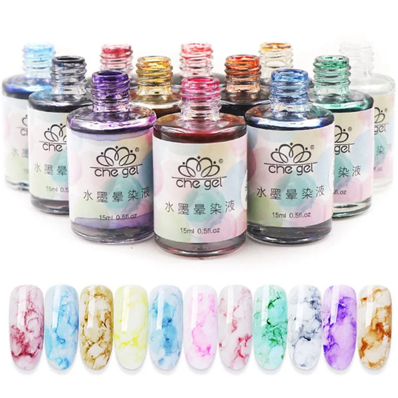 

11 Colors Phototherapy Nail Polish Glue Marble Pattern Ink Smudge Gradient Manicure Smudge Suitable For Daily Use