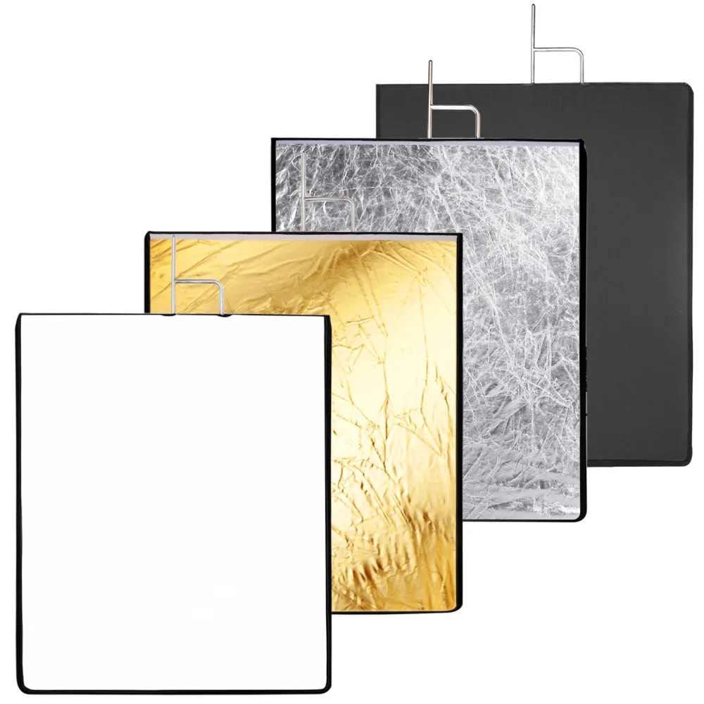 

Neewer 17.7x23.6 ''/45x60 cm 4-in-1 Metal Flag Panel Set Reflector with Soft White/Black/Silver/Gold Cover Cloth for Photo Video