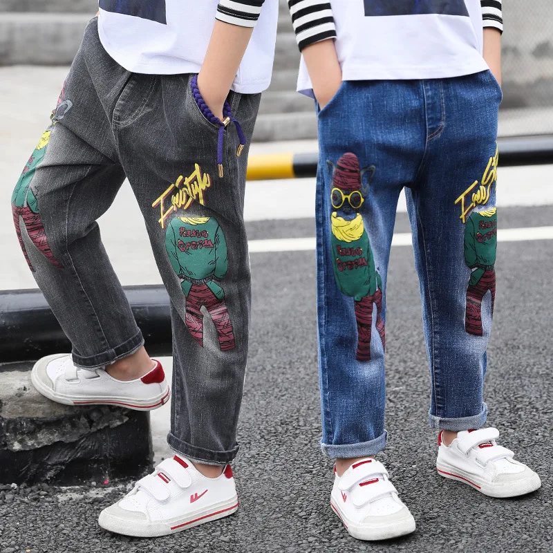 

Jeans For Boy 4 5 6 7 8 9 10 11 12 13 Years Autumn Long Print Denim Pant New Fashion Toddler Jeans Kids Teens Baby Boy Trousers