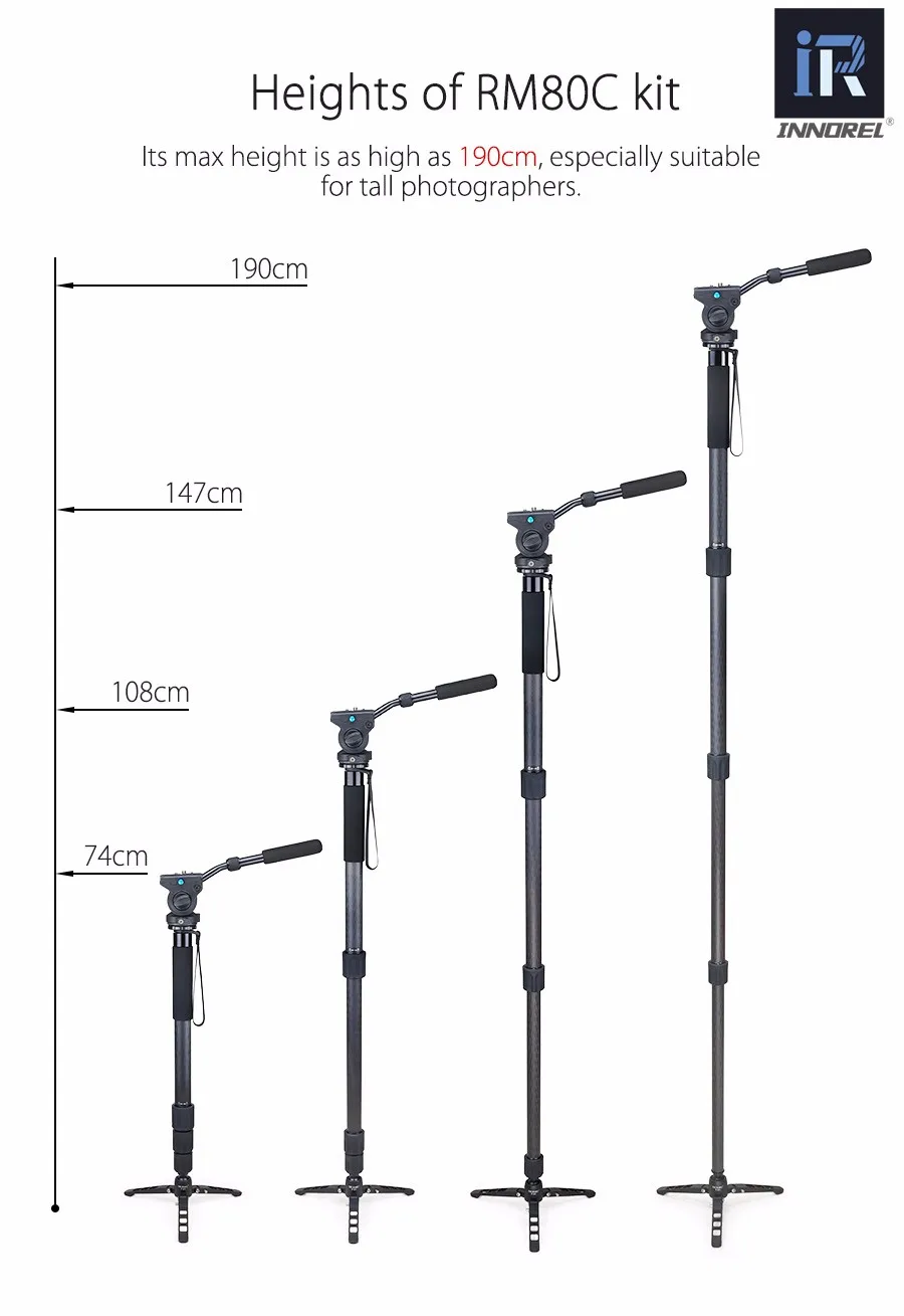 RM80C 8 кг медведь углеродного волокна Профессиональная камера монопод компактный штатив для цифровой зеркальной камеры для Canon Nikon портативный монопод для видео жидкая головка