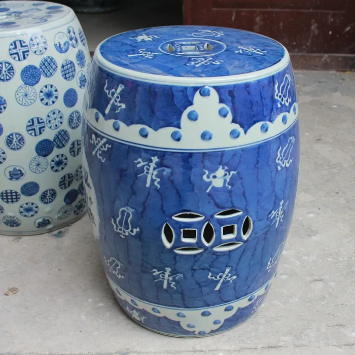 Jingdezhen Large Garden porcelain drum stool ceramic stool for dressing table Blue And White chinese ceramic stool (3)