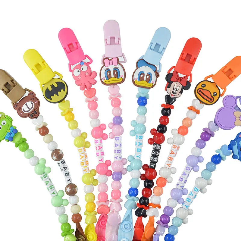 

New Arrivel 1 piece Baby Pacifier Clip Chain Famous Cartoon Newborn Dummy Pacifier Chain Clip Teether Holder