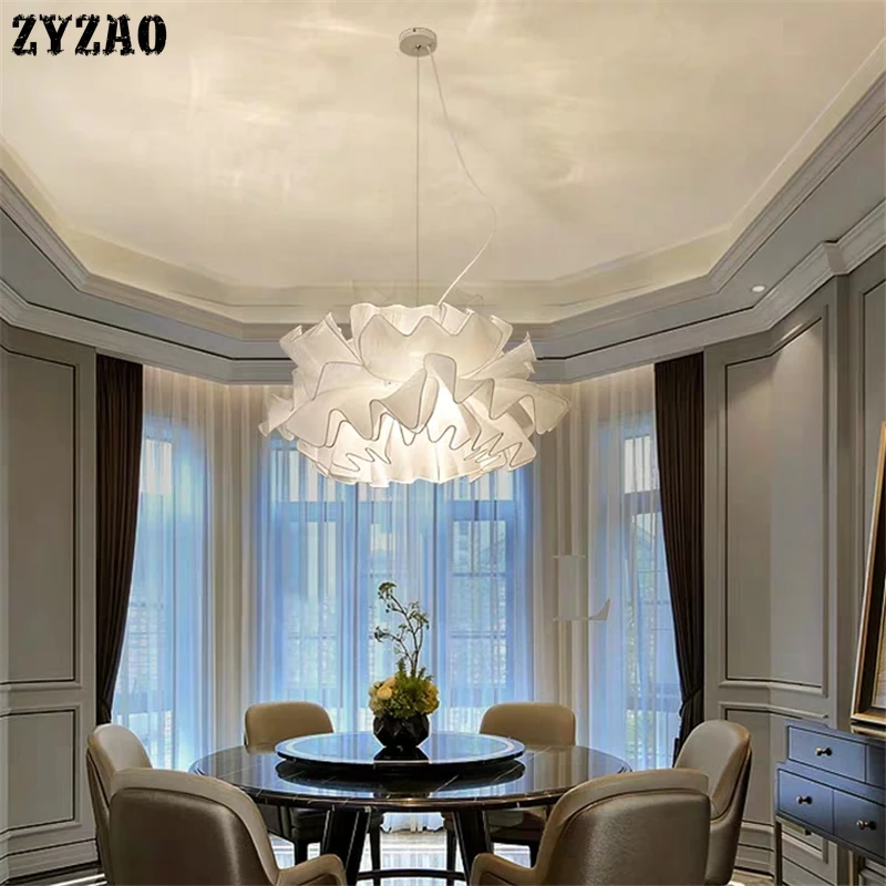 

Modern Minimalism Fabric Art Pendant Lights Romantic Textile Hanglamp for Bedroom Wedding Room Living Room Nordic Light Fixtures