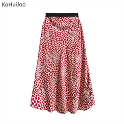 KoHuiJoo любовь печати юбка Леди Тонкий элегантный Высокая талия линии длинная для женщин Лето 2019 Мода Взлетно посадочной полосы юбки для