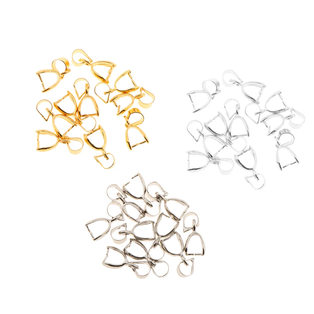 30pcs Silver Gold Jewelry Findings Bail Connector Bale Pinch Clasp Pendant