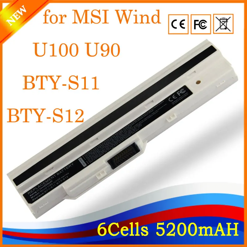 YHR Замена ноутбука Батарея для MSI Wind U100 U90 BTY-S11 BTY-S12 6 ячеек 5200 мАч
