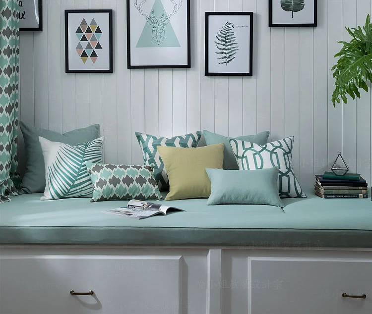 

collalily solid back sofa Nordic Mediterranean Cushion geometric Striped plaid Throw Pillow decorative Floral French chic