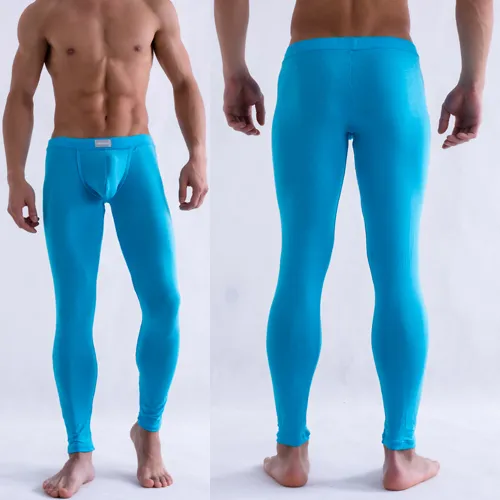 Solid Color Men's Long Johns Pants Thermal Underwear Low Rise ...