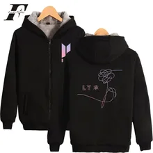 LUCKYFRIDAYF BTS Thick Sweatshirt Kpop Hip Hop Design Jacket Winter Zipper Coat Boys Hoodie Sweatshirt Pink Warm Cotton Unisex