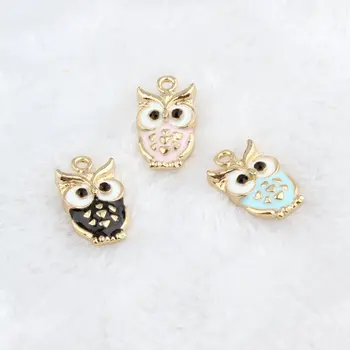 

30PCS Pendant Gold Alloy Jewelry Enamel Owl Charms Dangle For DIY Jewelry Accessories