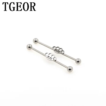 

wholesale scaffold barbells 20pcs surgical Stainless Steel with Brass knuckles industrial barbell piercing free shipping