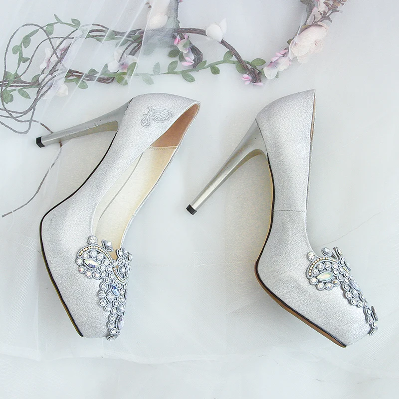 Altos De Punta Dama Plataforma Cm Zapatos 11 Furtado Rhinestone Silver 2018 Plata Otoño Tacones Boda Crystal Arden Redonda Stilettos Rzq7wx