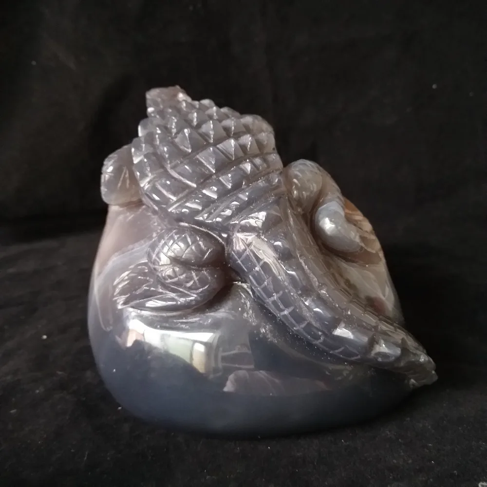 crocodile Sobek sculpture Natural Stone agate  geode Crystal clust hand engraving home decoration accessories Stone work Statue