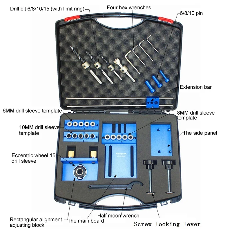 Набор инструментов для работы с деревообрабатывающим сверлом, тройные соединения 6/8/10 мм, локатор, пиломатериалы, инструмент для открывания работы, синий