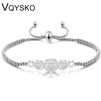 2019 Fashion New Heart Charm Handmade Bracelets For Women Stainless Steel Beads Bracelet Style Jewelry Gift Pulsera
