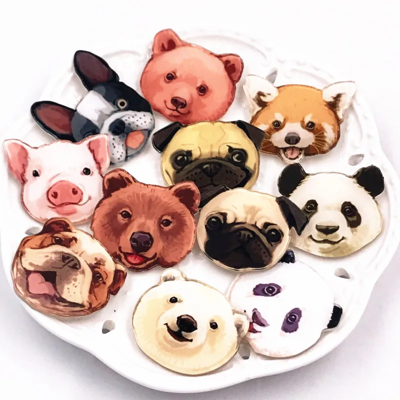 

11Pcs/lot Cute Animal Dog Brooch Pin For Women Kids Backpack Clothes Decoration Acrylic Badge
