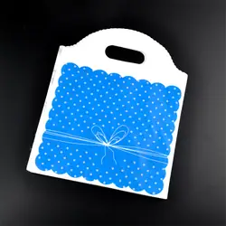50 шт./лот синий бантом печати Пластик подарок мешок 18X23 см милые Бутик подарков Ювелирная упаковка сумка Свадебный Пластик сумки с ручкой