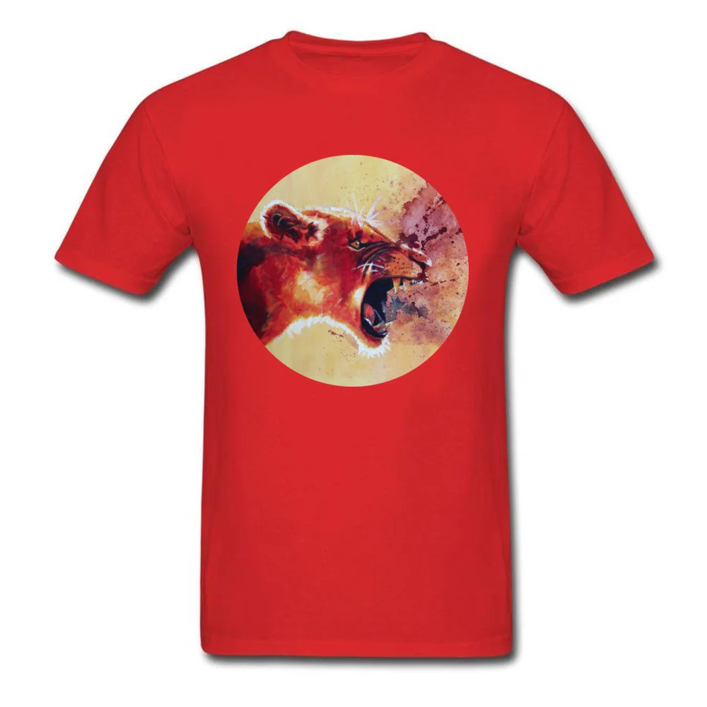 Men New Coming Tops Shirt O-Neck Summer/Autumn 100% Cotton Top T-shirts Fashionable Short Sleeve Roar Lion portrait Tshirts Roar Lion portrait red