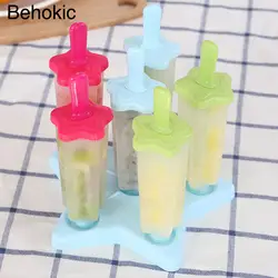 Behogar 6 шт. Цвет Многоразовые DIY Мороженое на палочке плесень набор Ice конфеты, поп-мороженого формы с в виде звезд