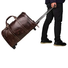 2016 New Arrival 100 Men s Fashion High Grade Leather Trolley Case Trolley Bags Leather Luggage
