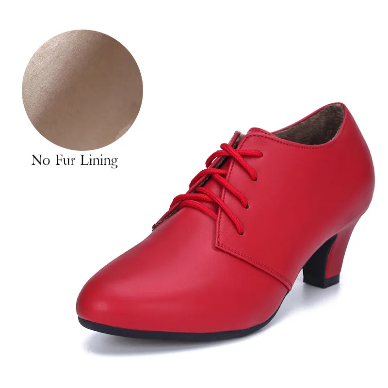 USHINE/модель 8863 года; Каблук 5 см; цвет черный, красный, серебристый; женская дышащая Современная танцевальная обувь; женская обувь для латинских танцев на квадратном каблуке - Цвет: Red-8863 no fur