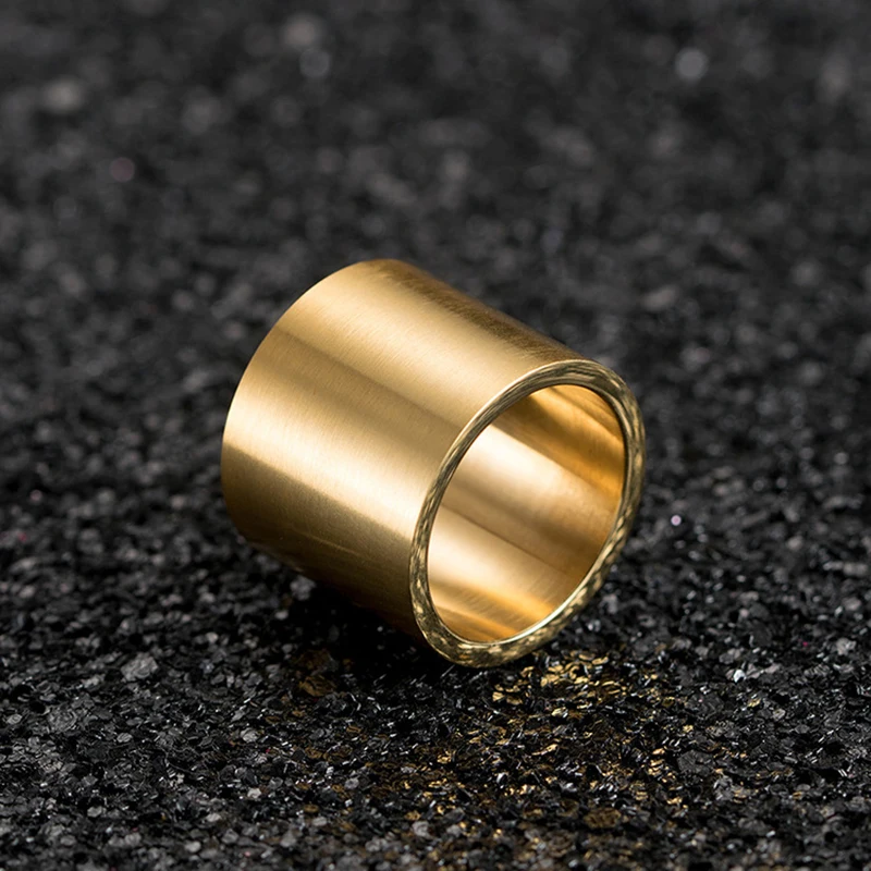 Титановая сталь матовое большое кольцо для мужчин супер широкое матовое Золотое мужское кольцо для большого пальца мужское ювелирное изделие 19 мм