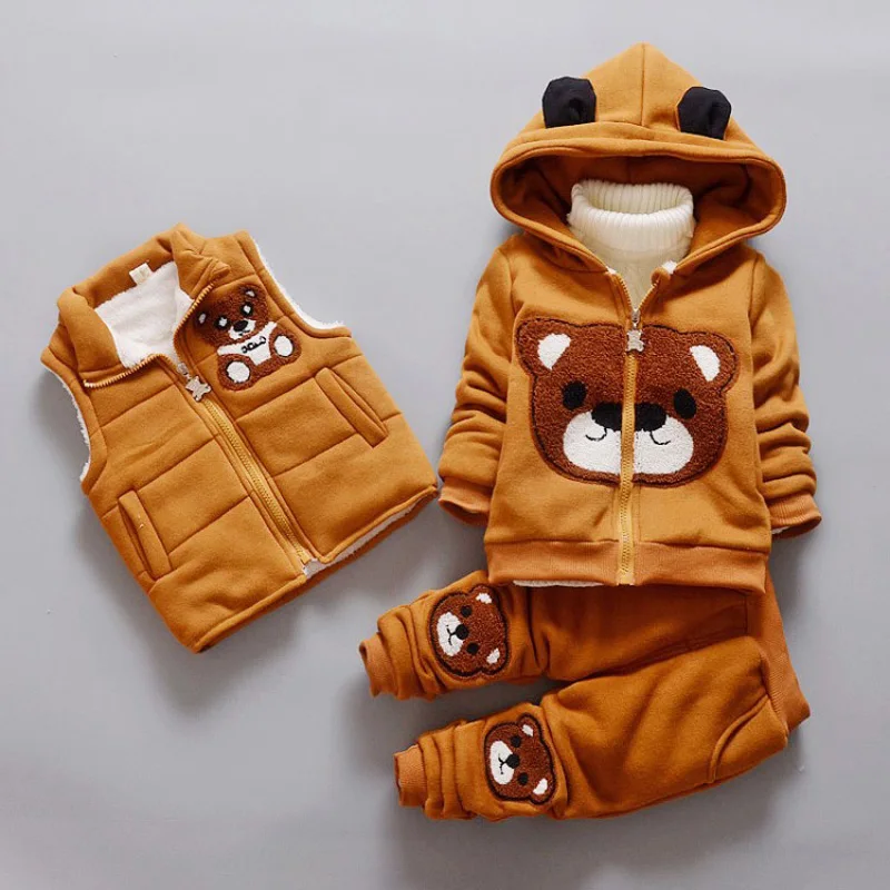 

2018 Newborn Baby Girls Clothing Set Kids Jacket+Vest+Girls Pants Baby Boys Clothes Children Toddler Girl Winter Costumes Coat